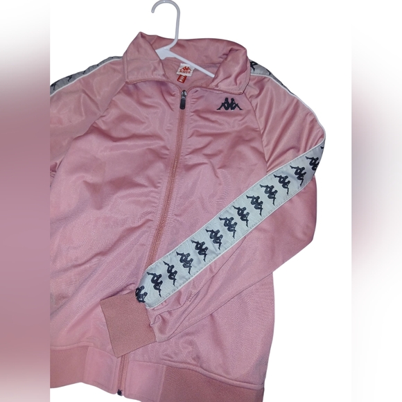Kappa Pink Track Jacket W/ White Striped Logo On Sleeves Size Small - Picture 7 of 15